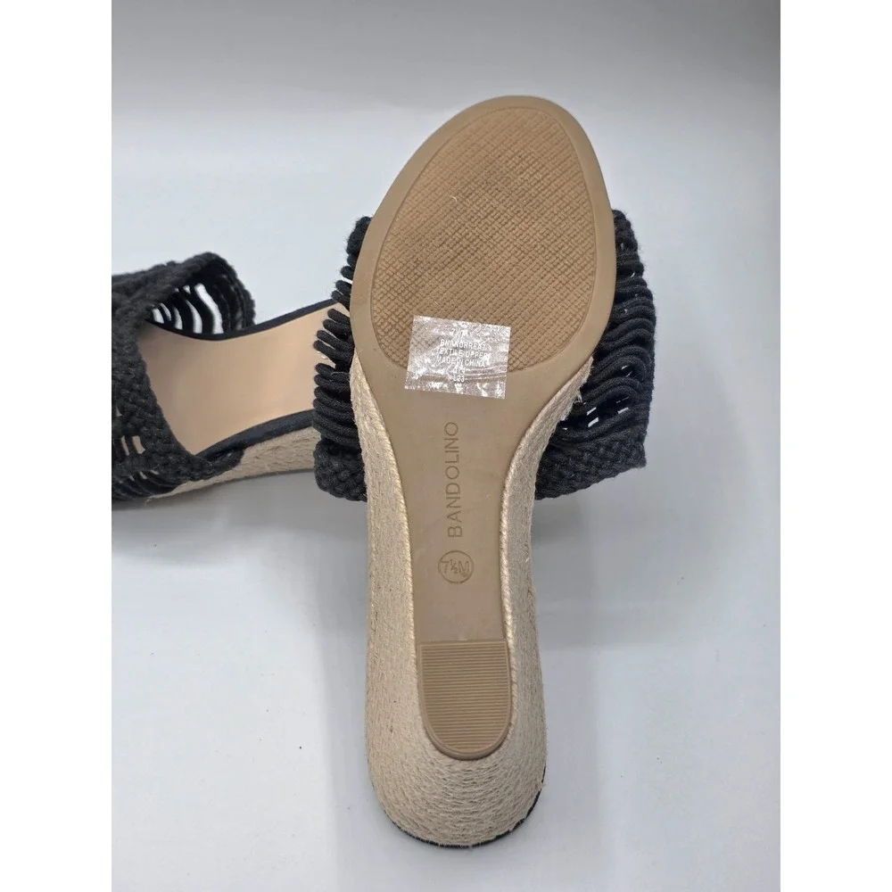 Bandolino Women's Andrrea Espadrille Crochet Wedge Sandals in‎ black Size 7.5